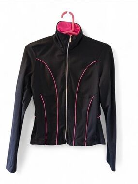 BEBE Sport Athlesiure Pink & Black Zip Up size M
